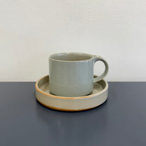 Moderato Short Mug with Saucer, Gray