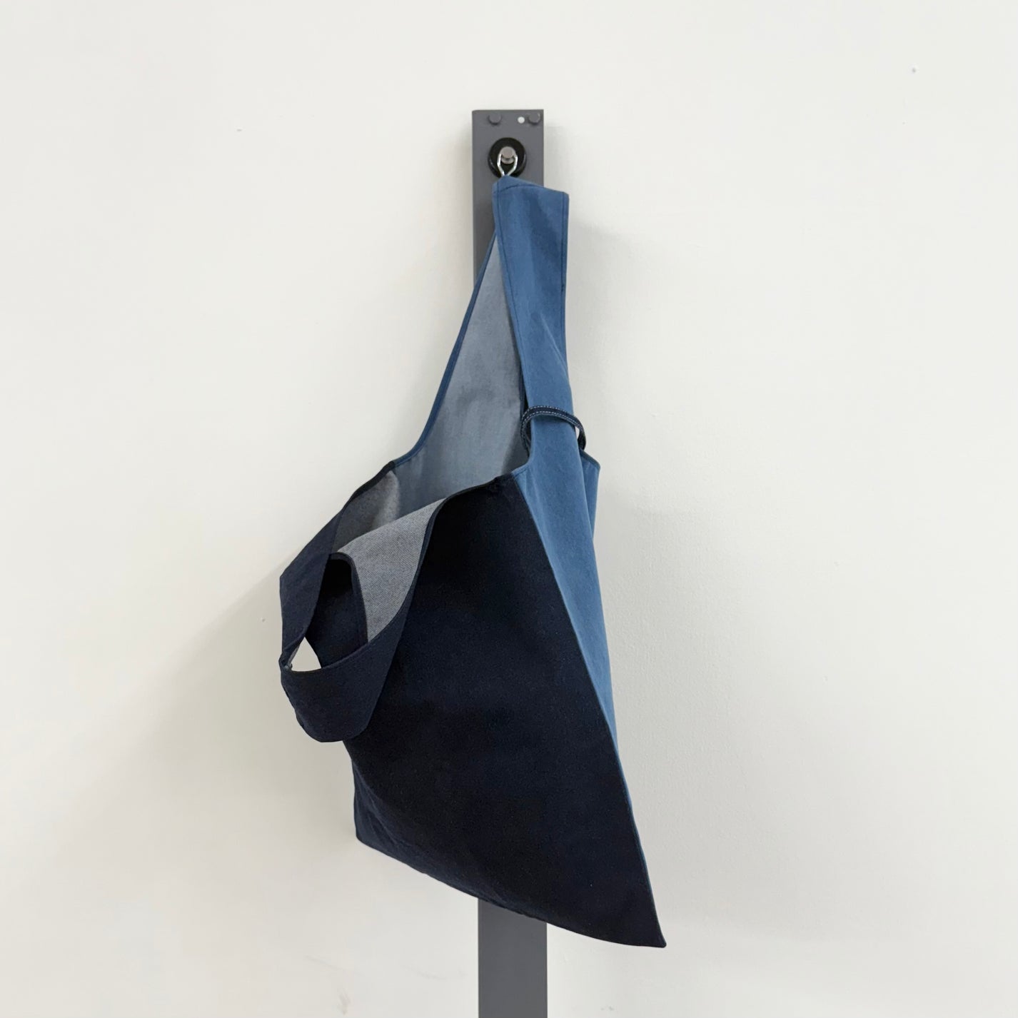 Soft Denim Tote Bag, Half Blue Half Navy