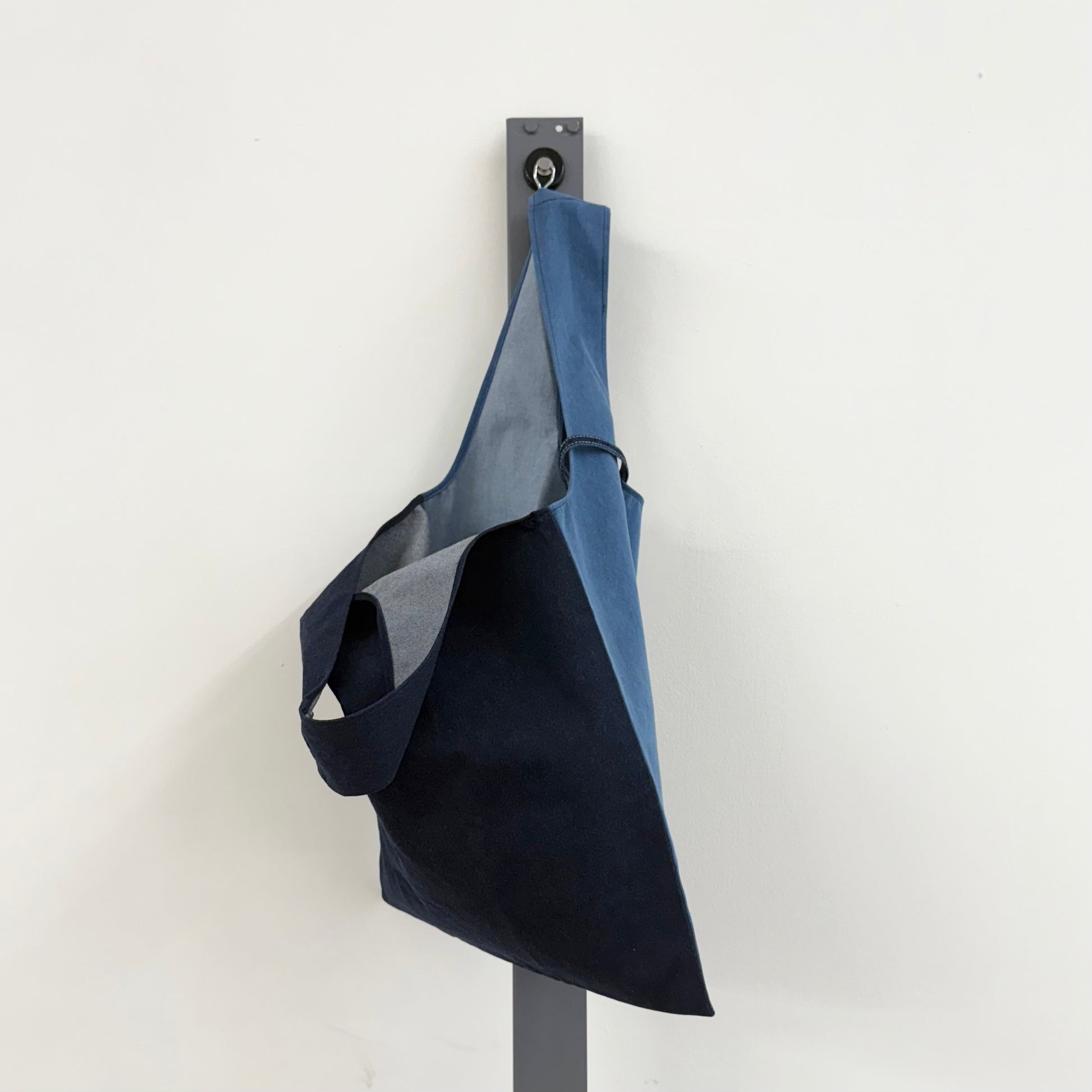 Soft Denim Tote Bag, Half Blue Half Navy